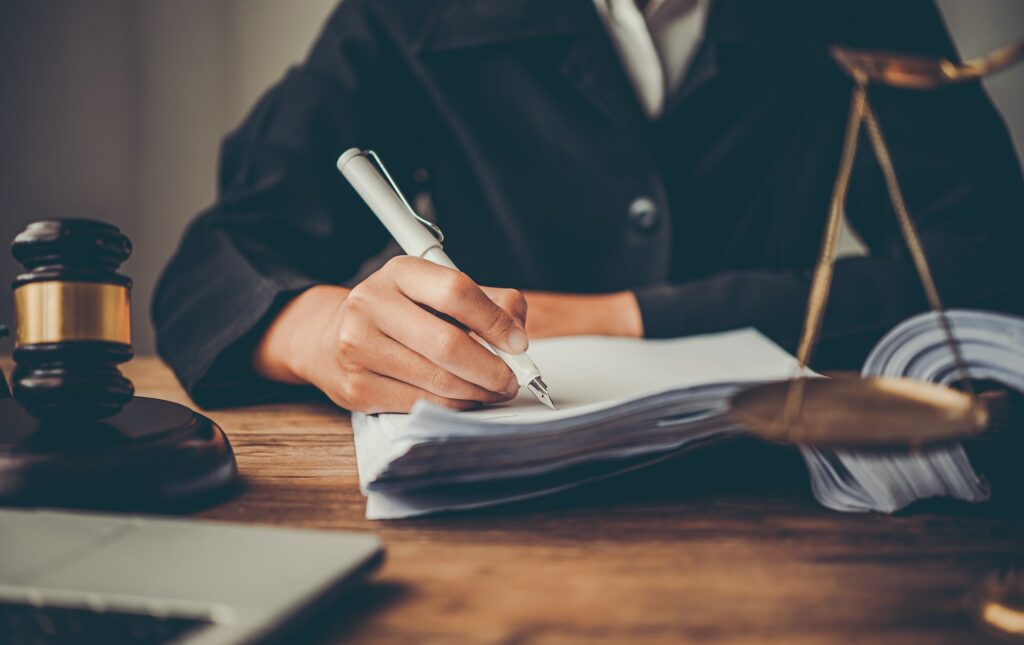 Law theme, mallet of the judge, law enforcement officers, evidence-based cases