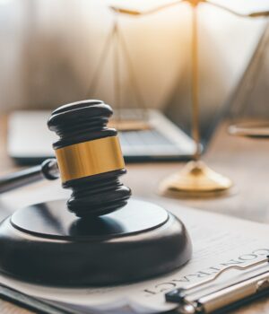 Law theme, mallet of the judge, law enforcement officers, evidence-based cases